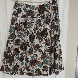 Metro Wear Floral Full Skirt - Brown and Teal